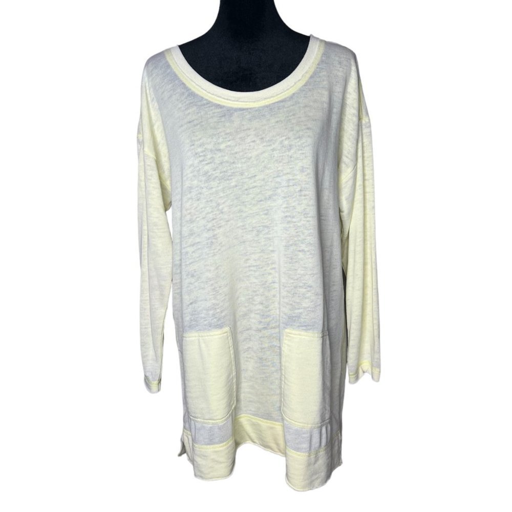 NWT Soft Surroundings Afternoon Walk Cotton Blend Scoop Neck Yellow Tunic Top PM